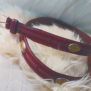 Onyx By Brighton Leather Belt With Metal Fish Embellishments Size 40